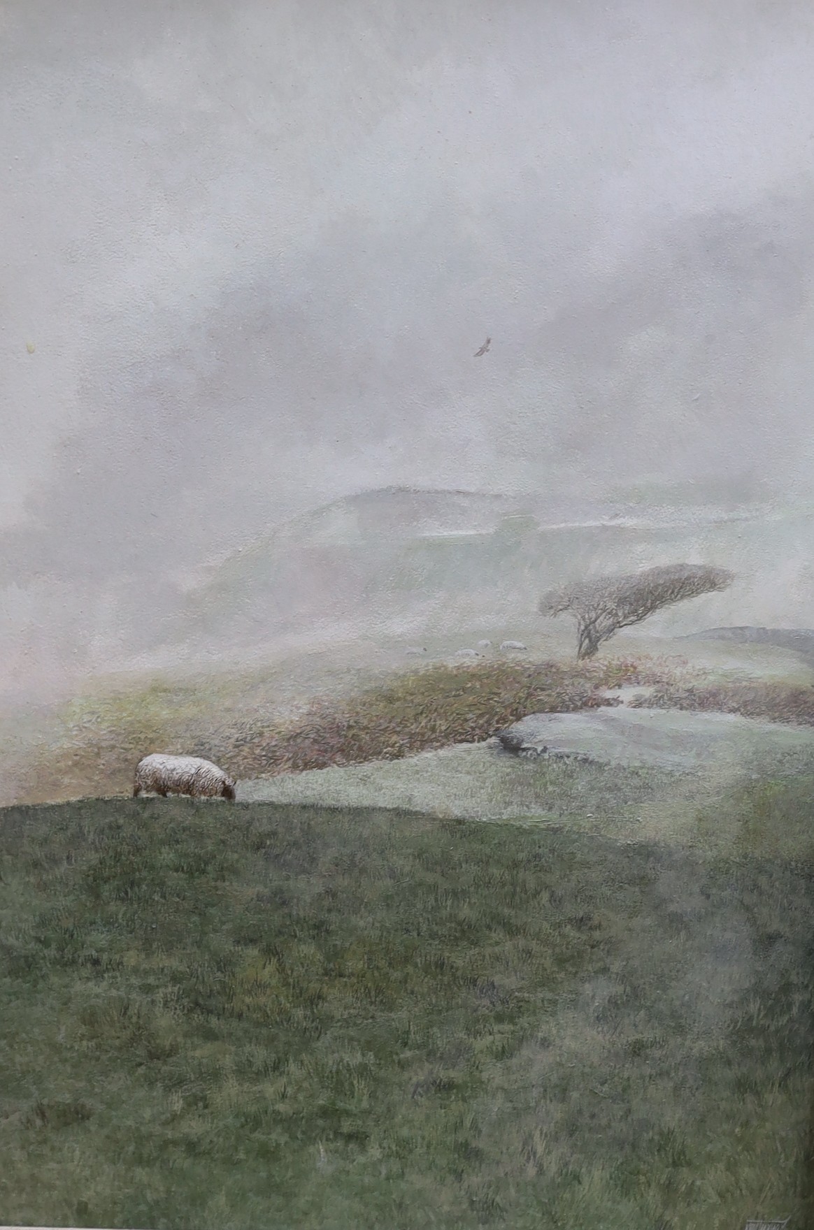 Ken Turner (b.1926), oil on board, view of Exmoor, signed, together with another Ken Turner, oil on board, winter study of game, signed, largest 64 x 44cm